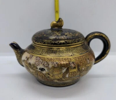 Antique 19th C Japanese Satsuma Immortal Figure Porcelain Tea Pot Marked Signed - Image 1 of 4