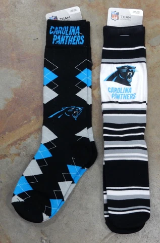 2 Pack NFL Carolina Panthers Fan Nation MAS Stripes Gift Set Socks LFM McCaffrey Cover