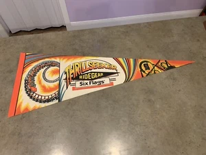 Vtg Thrillseeker Ride Gear Six Flags Pennant - Picture 1 of 5