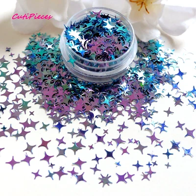 Nail Art Glitter *Purple Thunder* Shooting Angel Stars Chameleon Mix Spangle Pot