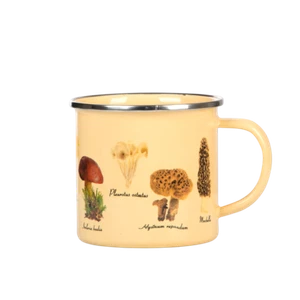 Retro Metal Enamel Mug Coffee Tea Mushrooms Gardening Camping Picnic Fishing - Picture 1 of 5