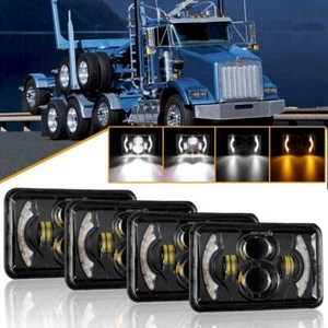4PCS 4x6" LED Headlight Hi-Lo Turn Signal DRL For Kenworth Freightliner Truck - Bild 1 von 12