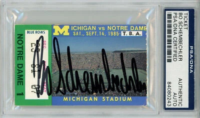 Bo Schembechler Signed 9/14/1985 Michigan Ticket Stub vs Notre Dame PSA 43815 - Image 1 of 2