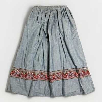 Vtg 80's Vera Bradley Designs Denim Skirt Paisley Printed Cottage Core Pockets - Image 1 of 4