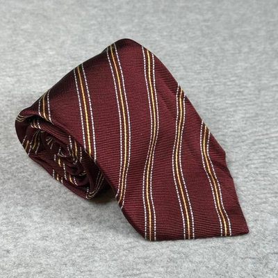 Vintage Calderoni Burgundy Striped Silk Tie Made in Italy 58 X 3.75 in - Image 1 of 4