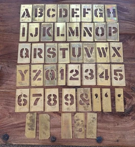 Vintage 2" Brass Stencil Set Letters & Numbers 45-Piece General Stencils Inc - Picture 1 of 4