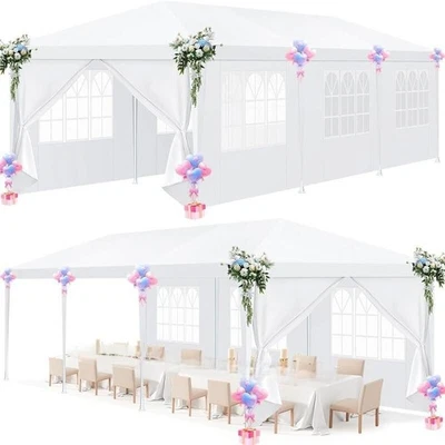 HOTIME 10x30'/20'/10' Canopy Outdoor Garden Patio Tent Gazebo with Removable Sidewalls
