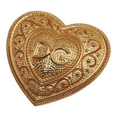 Broche Dolce & Gabbana DG logo motivo corazón, chapado en oro, para mujer. GZl1cust Foto 1 de 3