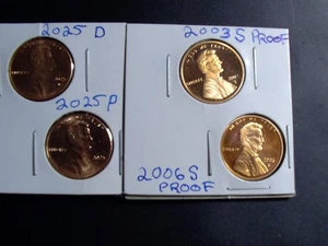 2025 P & D LINCOLN CENT BU + 1 2003 S PROOF + 1 - 1  2006 S 4 COINS HOT - Picture 1 of 4