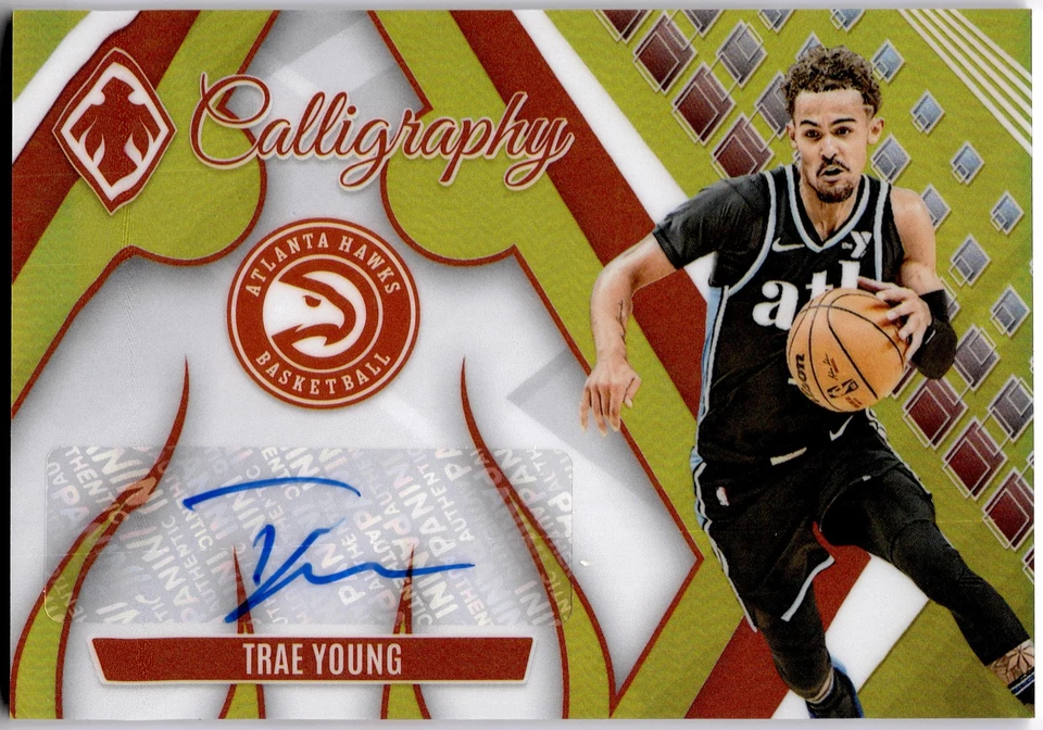 2023 Panini Phoenix Trae Young Calligraphy Gold /10 Atlanta Hawks - Image 1 of 2