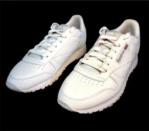 Reebok Classic Damen weiß Leder Turnschuhe Schuhe Größe 9,5 - Bild 1 von 13