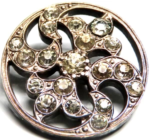 ANTIGUO BOTÓN DE PLATA GEORGIANO CIRCA AÑOS 1820-1830 con JOYAS DE VIDRIO PASTA FACETADA - Imagen 1 de 3