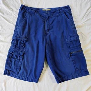 Plugg Cargo Shorts Mens 32 Pacific Blue Ripstop Y2K Surf Skate Pockets Baggy - Picture 1 of 21