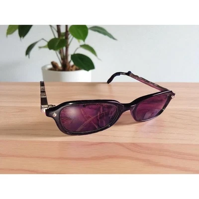 Óculos de sol oval vintage Brighton feito à mão azul lua preto e prata - Imagem 1 de 4