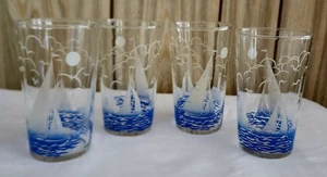 vintage sailboat drinking glasses set of 4 mid century - Picture 1 of 6