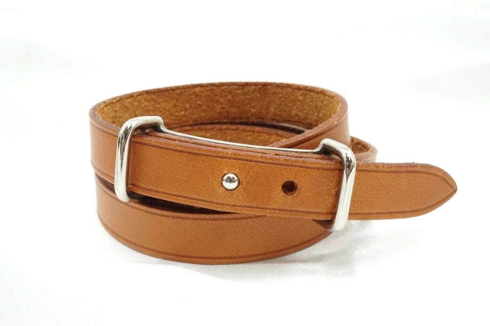 HERMES Api2 4strand Bracelet bangle choker Silver Hardware □H 2004 Brown 4400j - Image 1 of 4