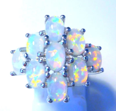 GORGEOUS WHITE  FIRE OPAL  RING UK Size "P" US 8 - Image 1 of 4