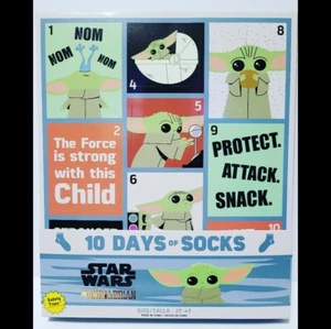 Advent Toddler Socks 2T-4T Baby Yoda Christmas Star Wars Kids Unisex 10 Pairs - Picture 1 of 6