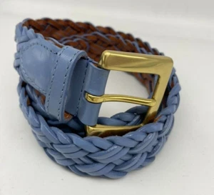 Cinturón Talbots Mujer Talla M Azul Claro Tejido Cuero Costal Minimalista Latón - Imagen 1 de 14