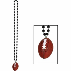 Black Beads w/Football Medallion 33" Football Birthday Party Decorations Favors - Picture 1 of 1