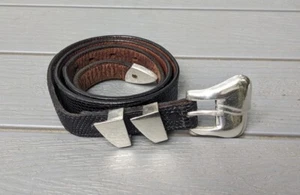 VINTAGE B KIESELSTEIN CORD STERLING SILVER CONCH SHELL BELT & BUCKLE 1978 BLACK - Picture 1 of 7