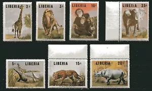 LIBERIA 1966, WILD ANIMALS, FAUNA, Scott 451-457, MNH - Picture 1 of 1