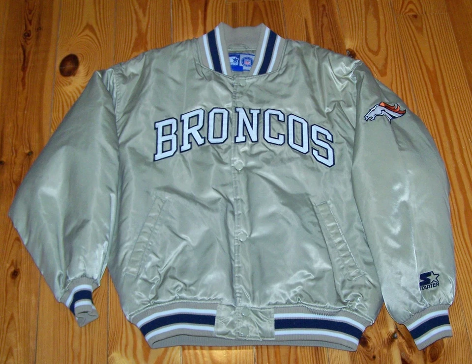 Vintage DENVER BRONCOS Starter Jacket TAUPE Size LARGE NFL PREOWNED - Image 1 of 1