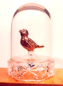 Hofbauer Crystal Dome with Gold Bird Inside Decorative Base Figurine Paperweight - Picture 1 of 4