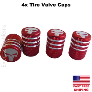 TIRE VALVE CAPS SET PUNISHER RED (4 pieces) - Picture 1 of 4