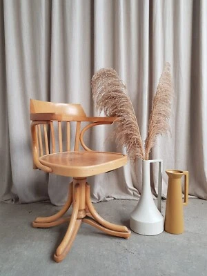 Vtg Early Mid Century Side Occasional Desk Swivel Chair Danish Scandi Retro R619 - Image 1 of 4