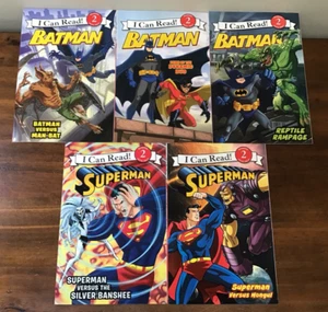 Lot of 5 "I Can Read" Level 2 Books Superman Batman Superhero Homeschool Readers - Picture 1 of 7