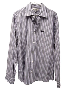 Faconnable Mens Shirt XL Grey Purple Long Sleeve Button 100% Cotton - Picture 1 of 5