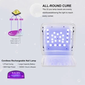 UV Light for Nails, Cordless UV Nail Lamp for Gel Nails 66W, Rechargeable LED... - Picture 1 of 7