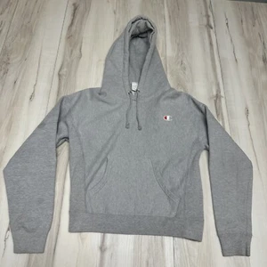 Champion Reverse Weave Heavyweight Gray Hooded Pullover Sweatshirt Size Small - Picture 1 of 10