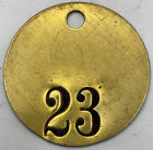 Antique numéro 23 étiquette laiton métal porte-monnaie vintage bovin étiquette exploitation minière chèque vache étiquette 1,5”