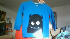 Seven Oaks boys 6 blue/black grinning monster sweatshirt long-slv Soft & FUN! - Picture 1 of 6