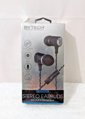 Bytech Universal Stereo Earbuds with Built-in Microphone Black BY-AU-EB-109-BK - Image 1 of 2