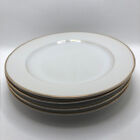 Four White Vintage Porcelain Luncheon Plates with Gold Trim, 8 in