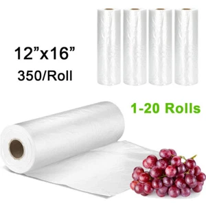 1-20 Rolls 12x16 Clear Plastic Produce Bags Food Vegetable Storage 350 On A Roll - Picture 1 of 6