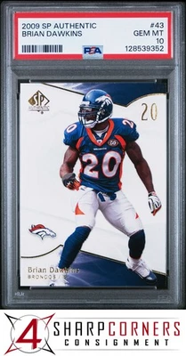 2009 SP AUTHENTIC #43 BRIAN DAWKINS BRONCOS HOF POP 3 PSA 10 - Image 1 of 3