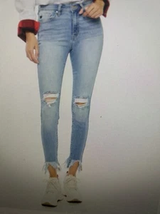Kancan Size 13/30 Delilah High Rise Ankle Skinny Jeans Distressed Light Wash NWT - Picture 1 of 11