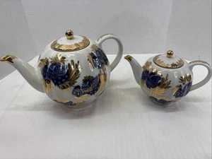 Lomonosov Golden Garden Teapot Porcelain Blue Bird Made In RUSSIA Tea Set (2) - Picture 1 of 21