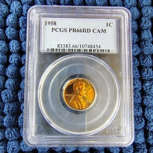 1958 Proof Lincoln Wheat Cent 1C - Philadelphia Mint - PCGS PR 66 RD Cameo - Picture 1 of 16