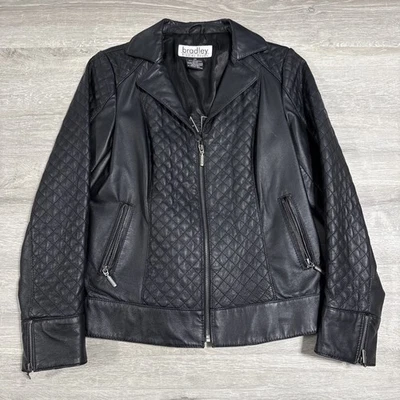 Bradley Bayou Leather Jacket Women’s Black Quilted Moto Biker XS - Image 1 of 4