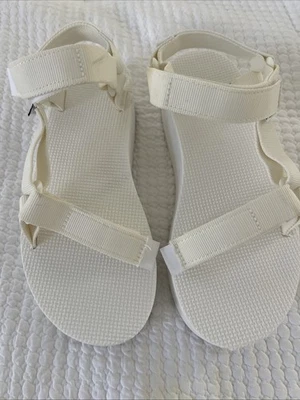 Teva Zapatos Universales Forma Plana Mujer Talla 7 Blanco Plataforma Sandalias Correa Foto 1 de 4