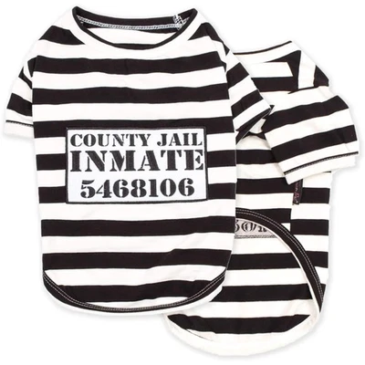 Dog Shirt - Prisoner Dog Costume - 100% Cotton Black and White Strips Puppy C... - Image 1 of 4