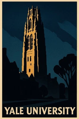 Póster de la Universidad de Yale - Arte estilo vintage 🏛️ 24x36” - ¡IMPRESIÓN CLÁSICA!🤯 Foto 1 de 4