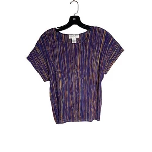 JUDITH HART COLLECTION WOMEN'S COLORFUL ACCORDION PLEAT CHIFFON TOP SZ L - Picture 1 of 4