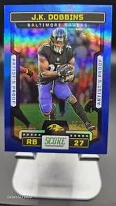 2023 J.K. Dobbins Score Blue Parallel 17/35 Short Print - Bild 1 von 8