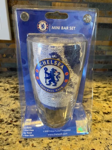 CHELSEA MINI BAR SET PINT (GLASS, BAR TOWEL, 4 COASTERS) OFFICIALLY LICENSED Cover